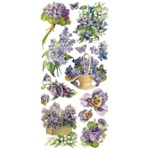 1 Sheet of Stickers Mixed Purple Flowers